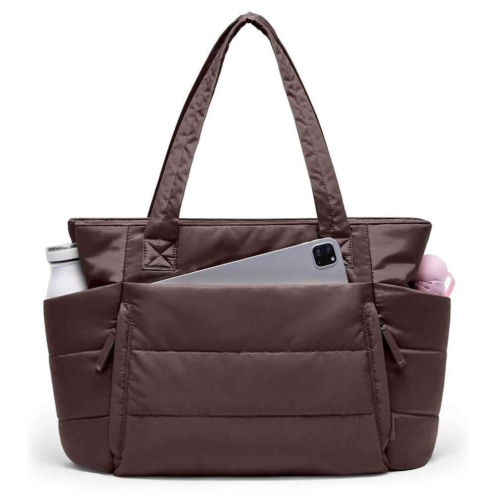 Tote Bag for Women with Zipper, Quilted Puffer Tote Bag with Compartments
